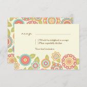 ボファンキーホレトロ花結婚の数 招待状 (正面/裏面)