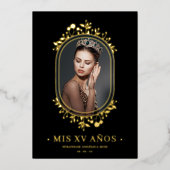 ボファンシータニカルオーバルフレームスペインのキンセアニラ 箔招待状 (正面)