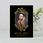 ボファンシータニカルオーバルフレームスペインのキンセアニラ 箔招待状 (立ち正面)