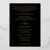 ボファンシータニカルオーバルフレームスペインのキンセアニラ 箔招待状 (裏面)