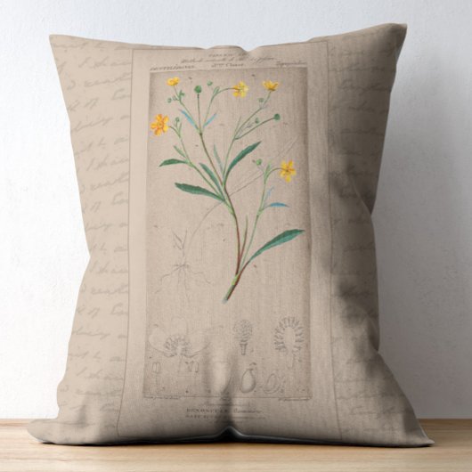 ボフランスのタニカルイラストレーションバターカップ アクセントクッション