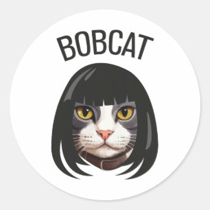 ボブキャッおもしろいトボブヘアカット流行コメディ猫G ラウンドシール