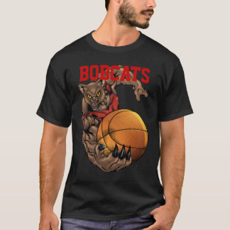 ボブキャットの現実的なボブキャットのバスケットボールチームデザイン Tシャツ
