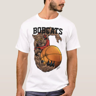 ボブキャットの現実的なボブキャットのバスケットボールチームデザイン Tシャツ