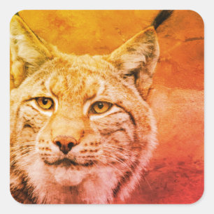ボブキャットの野性生物のステッカー スクエアシール