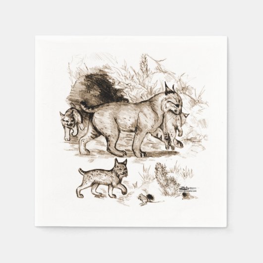 ボブキャットファミリー スタンダードカクテルナプキン (正面)