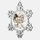 ボブキャットファミリー スノーフレークピューターオーナメント (右)