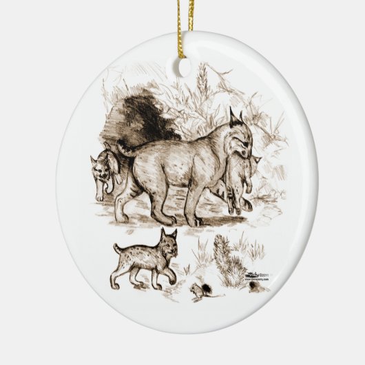 ボブキャットファミリー セラミックオーナメント (左)