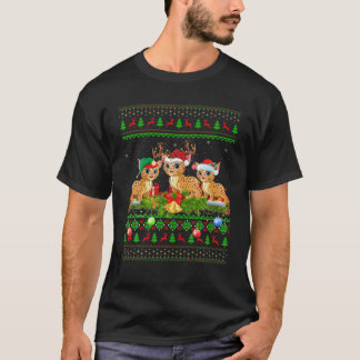 ボブキャットラバークリスマス照明サンタブリーボブキャットクリス Tシャツ