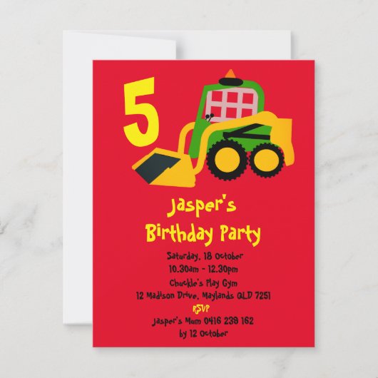 ボブキャット掘削機 招待状 (正面)