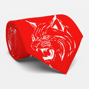 ボブキャット色の野生猫のチームマスコットの白 ネクタイ