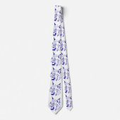 ボブキャット野生猫のチームマスコットのネクタイの青か白 ネクタイ (正面)