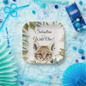 ボブキャワイルドワンウッドランド動物の誕生日パーティー ペーパープレート (パーティー)