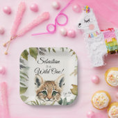 ボブキャワイルドワンウッドランド動物の誕生日パーティー ペーパープレート (パーティー)