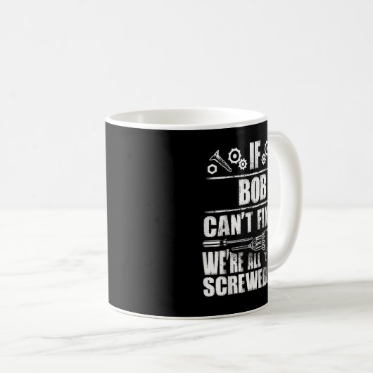 ボブギフト名修正おもしろい誕生日パーソナライズされたD コーヒーマグカップ (正面右)