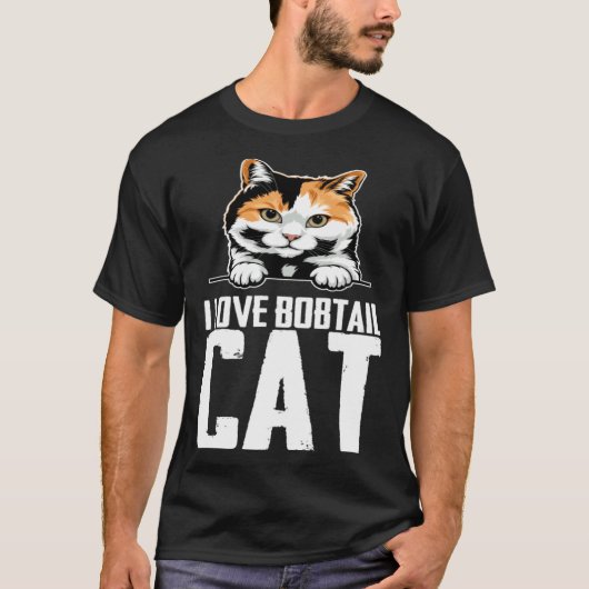 ボブテイル+猫+好き Tシャツ (正面)