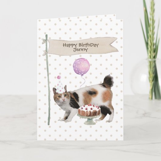 ボブテール日本のキャット誕生日パーティーハット カード (正面)