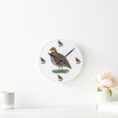 ボブホワイトウズラヘン ラウンド壁時計 (ホーム)