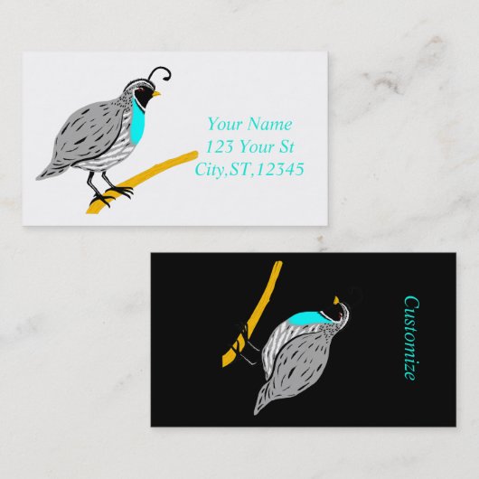 ボブホワイトブルースロートのウズラの雷_コーブ 名刺 (正面/裏面)