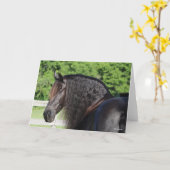 ボブラングリシュ |フリジアン・ホース・スタンディング・ヘッドショット カード (黄色い花)