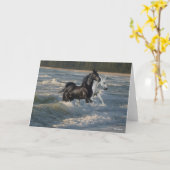 ボブラングリシュ |二頭のアラブ馬の歩くが海に カード (黄色い花)