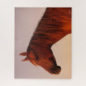 ボブラングリシュ |栗のアラブホースのヘッドショットサンセット ジグソーパズル (縦)