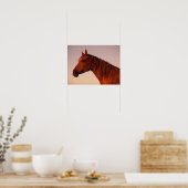 ボブラングリシュ |栗のアラブホースのヘッドショットサンセット ポスター (キッチン)