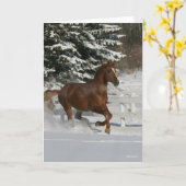 ボブラングリシュ |栗の馬ランニングの雪の中 カード (黄色い花)