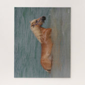 ボブラングリシュ 海で泳ぐハフリンガー馬|海で泳ぐ馬 ジグソーパズル (縦)