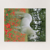ボブラングリシュ |赤い花の中に立つ灰色のアラブ人 ジグソーパズル (横)