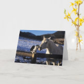 ボブラングリシュ 雪の中の馬と猫| カード (黄色い花)