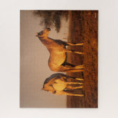 ボブラングリシュ | 2つの灰色のアラブ人が日没に立つ ジグソーパズル (縦)