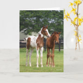 ボブラングリシュ |2頭のスポーツホースが立ったまま カード (黄色い花)