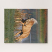 ボブラングリシュ | Palomino Lusitano Stallion Bucking ジグソーパズル (横)