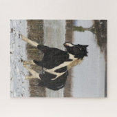 ボブラングリッシュブラックアンドホワイトウェルシュコブインザスノー ジグソーパズル (横)