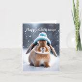 ボブルハットで可愛いバニーOWN ART CHRISTMAS カード (正面)
