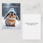 ボブルハットで可愛いバニーOWN ART CHRISTMAS ノートカード (正面/裏面)