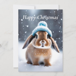 ボブルハットで可愛いバニーOWN ART CHRISTMAS 招待状