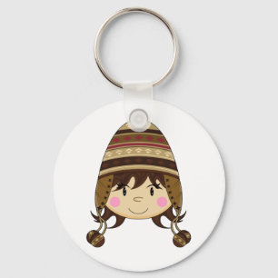 ボブルハットキーチェーンのかわいい女の子 キーホルダー
