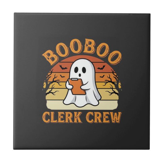 ボブー店員クルー ハロウィーン ゴースト デザイン_1 タイル (正面)