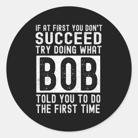 ボブ名パーソナライズされた誕生日おもしろいクリスマス ラウンドシール (正面)