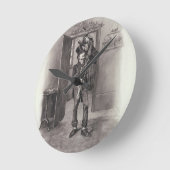 ボブ・クラチットとティニー・ティム、チャールズ・ディケンズの ラウンド壁時計 (傾斜)