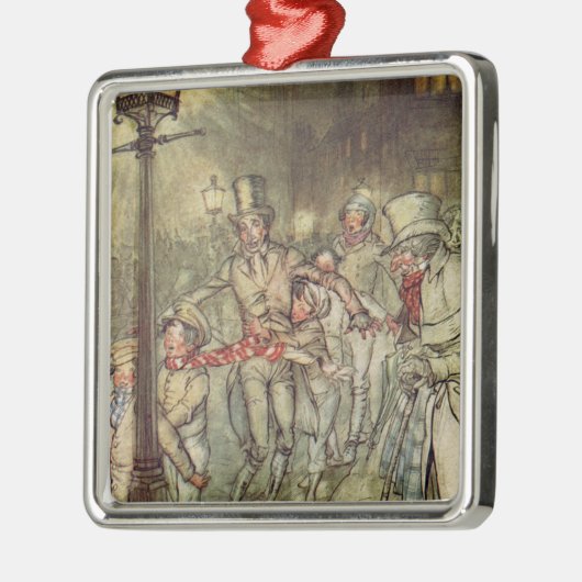 ボブCratchitはCornhillのスライドをたどって行きました メタルオーナメント (左)