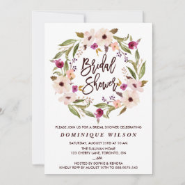ボヘお洒落ミアンフローラリースブライダルシャワー 招待状