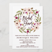 ボヘお洒落ミアンフローラリースブライダルシャワー 招待状 (正面/裏面)