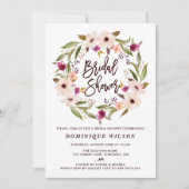 ボヘお洒落ミアンフローラリースブライダルシャワー 招待状 (正面)