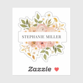 ボヘかわいらしミアンフローラフルネームまたはファーストネーム シール