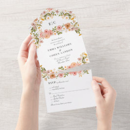 ボヘかわいらしミアンフローラ庭園の結婚式 オールインワン招待状