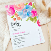 ボヘかわいらしミアンフローラ水色ベビーシャワー 招待状
