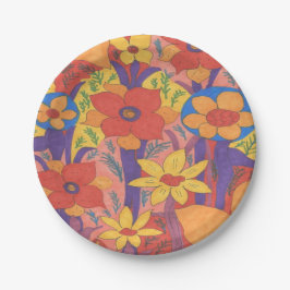ボヘはっきりしたミアンオレンジガーデンプリント ペーパープレート